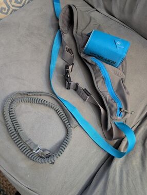Ruffwear Gray and Blue Hands-Free Dog Belt with Bungee Leash